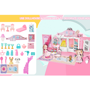 ست اسباب بازی خانه عروسکی 2 در 1 مدل کیف ویلایی 2in1 Portable Dollhouse Toy Playset with Carry Handle_اسباب بازی